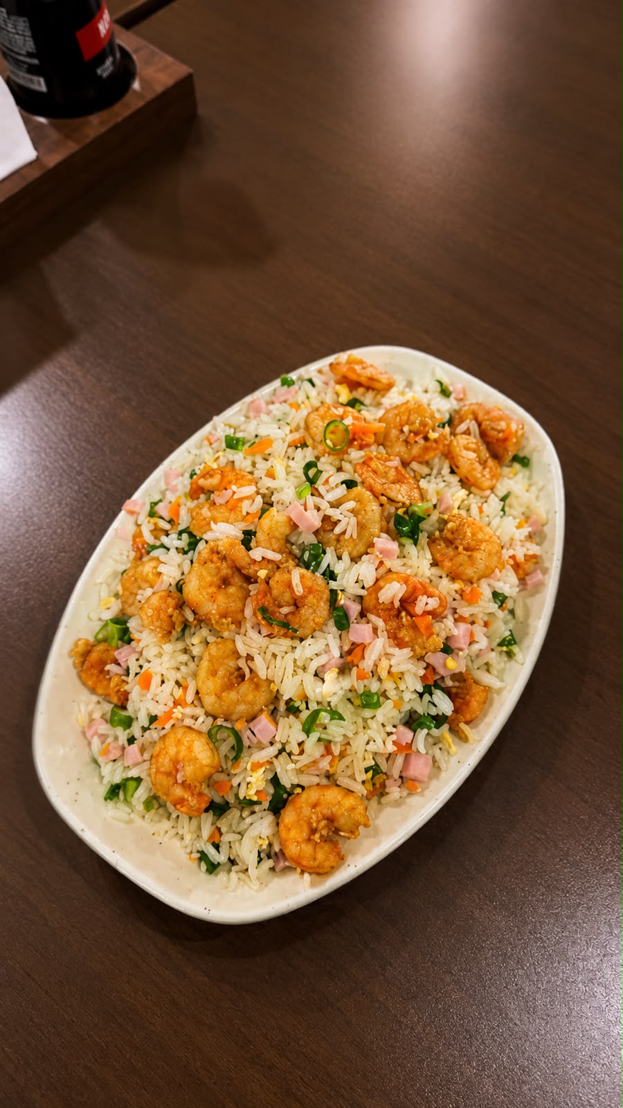 Arroz A Moda Da Casa ( Arroz com camarão,  cebolinha, presunto e cenoura em pedacinhos)
